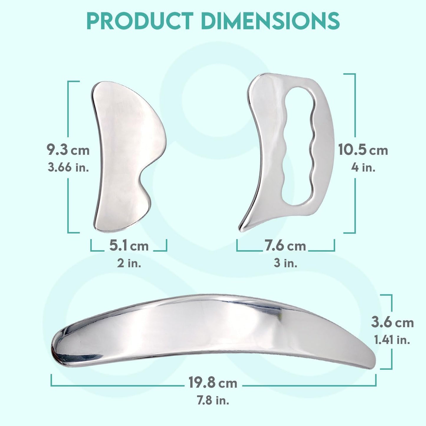 3-In-1 Muscle Scraper Tool Set - Skin Scraping Massage Tools for IASTM Therapy - Deep Tissue Gua Sha for Soft Tissue Mobilization, Fascia & Myofascial Release - Stainless Steel Metal Blades