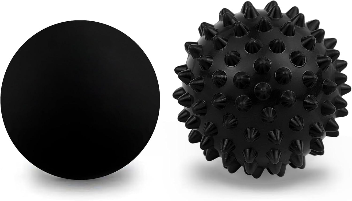 Massage Lacrosse Ball, Spiky Massage Ball, for Deep Tissue, Trigger Point and Myofascial Release, Muscle Knots, and Yoga Therapy (Black-Black)