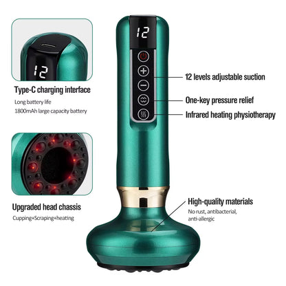 Electric Cupping Device 12/6 Level Vacuum Cupping Cans Rechargeable Scraping Cupping Cans Suction Massage Apparatus